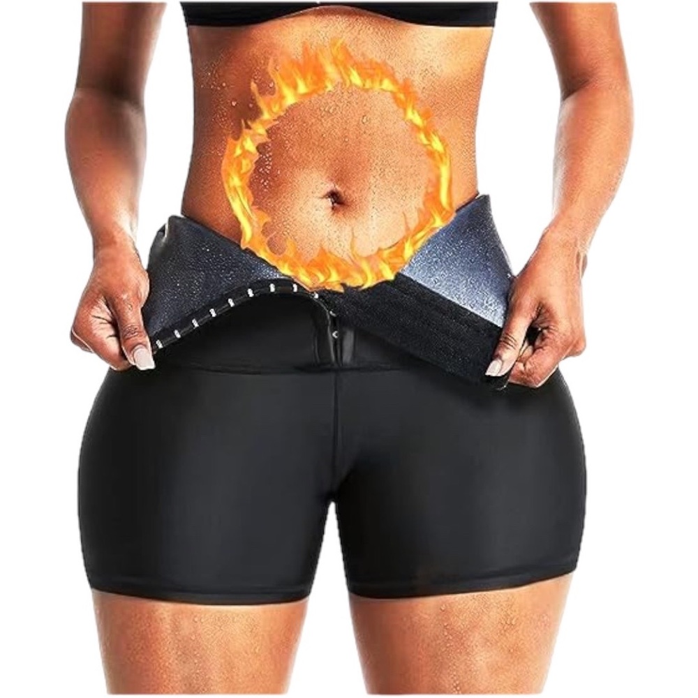 GYMSPT Sauna Sweat Shapewear Shorts Pants with Pocket High Waist Leggings Tummy